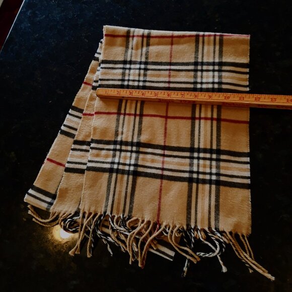 70" x 11.5" Cashmere Feel "Burberry" Plaid Fringed Scarf - Picture 3 of 3